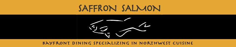 Saffron Salmon logo, fine dining on the Oregon coast.